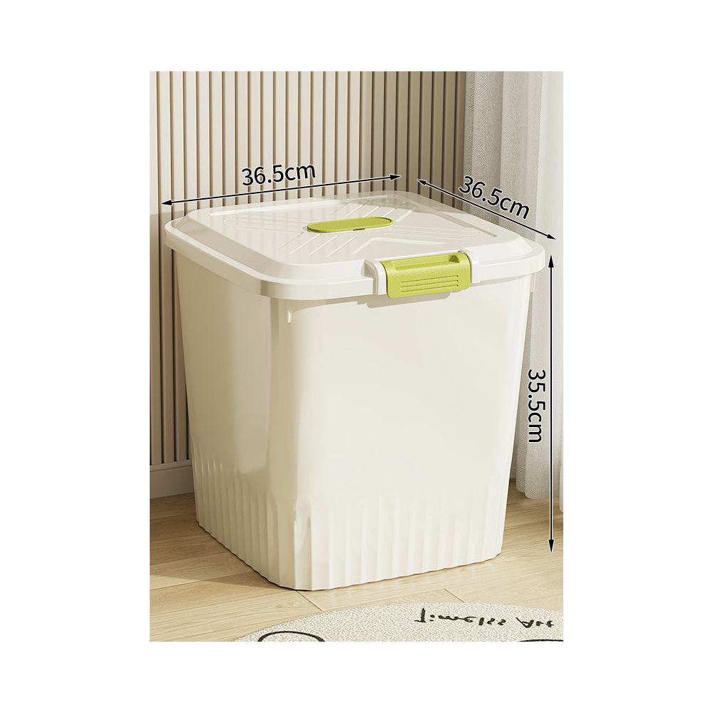Airtight Pet Food Storage Container with Measuring Cup: Cream · holds 33-39 lb