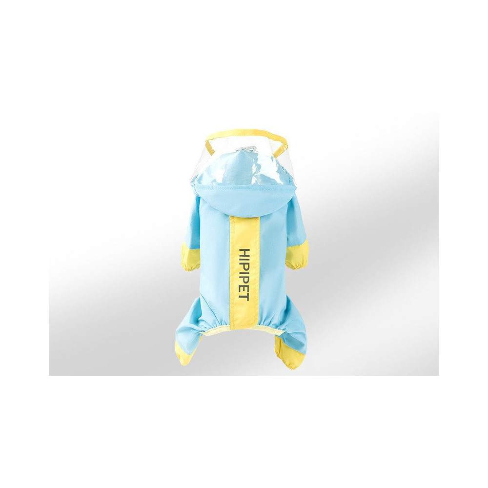 Dog Raincoat: Blue and yellow, reflective shell