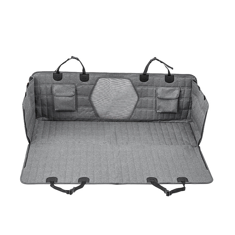 Light gray dog back seat cover in hammock shape with mesh window — Light Gray option