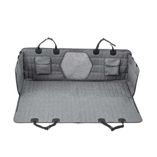 Light gray dog back seat cover in hammock shape with mesh window — Light Gray option