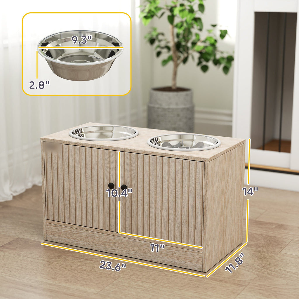 Dimensions: 23.6 by 11.8 by 14 inches; bowls 9.3 inches across