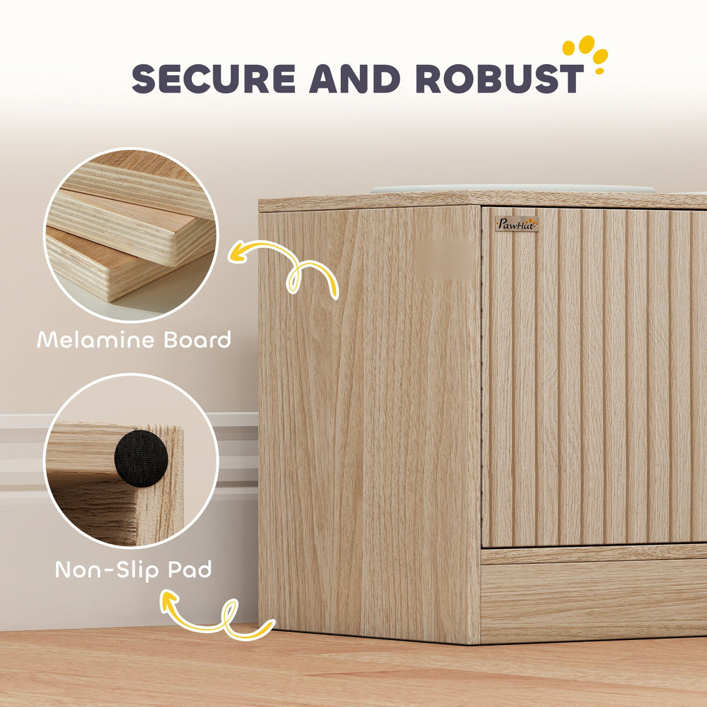 Cabinet construction detail: melamine board and non-slip floor pads