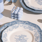 French Retro Blue Dishware Set, a closer look at the pieces.