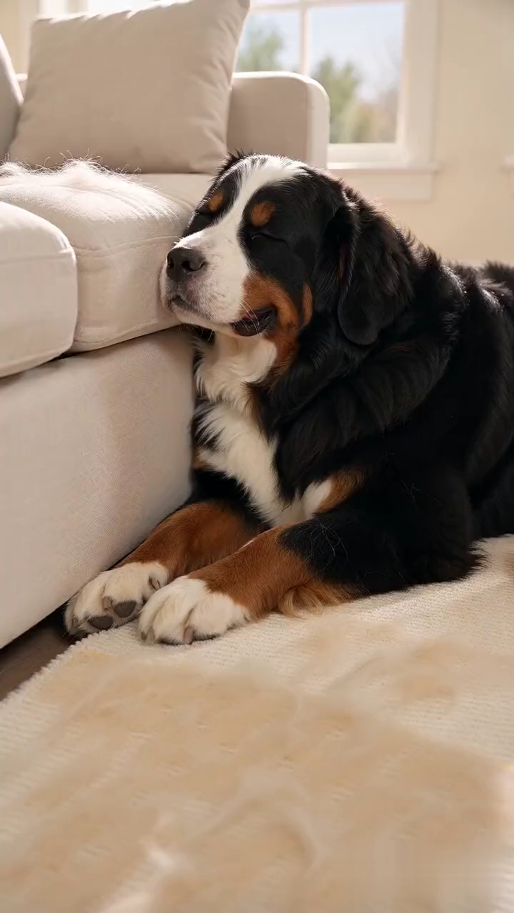 AI-generated Waffle brand lifestyle portrait beside a sofa; product is not pictured in this frame.